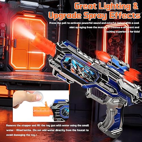 Miniatura 3 de Pistola de juguete con luz en aerosol con efectos de sonido y pantalla deslizante giratoria, pistolas de juguete para niños de 3, 4, 5, 6, 7 años