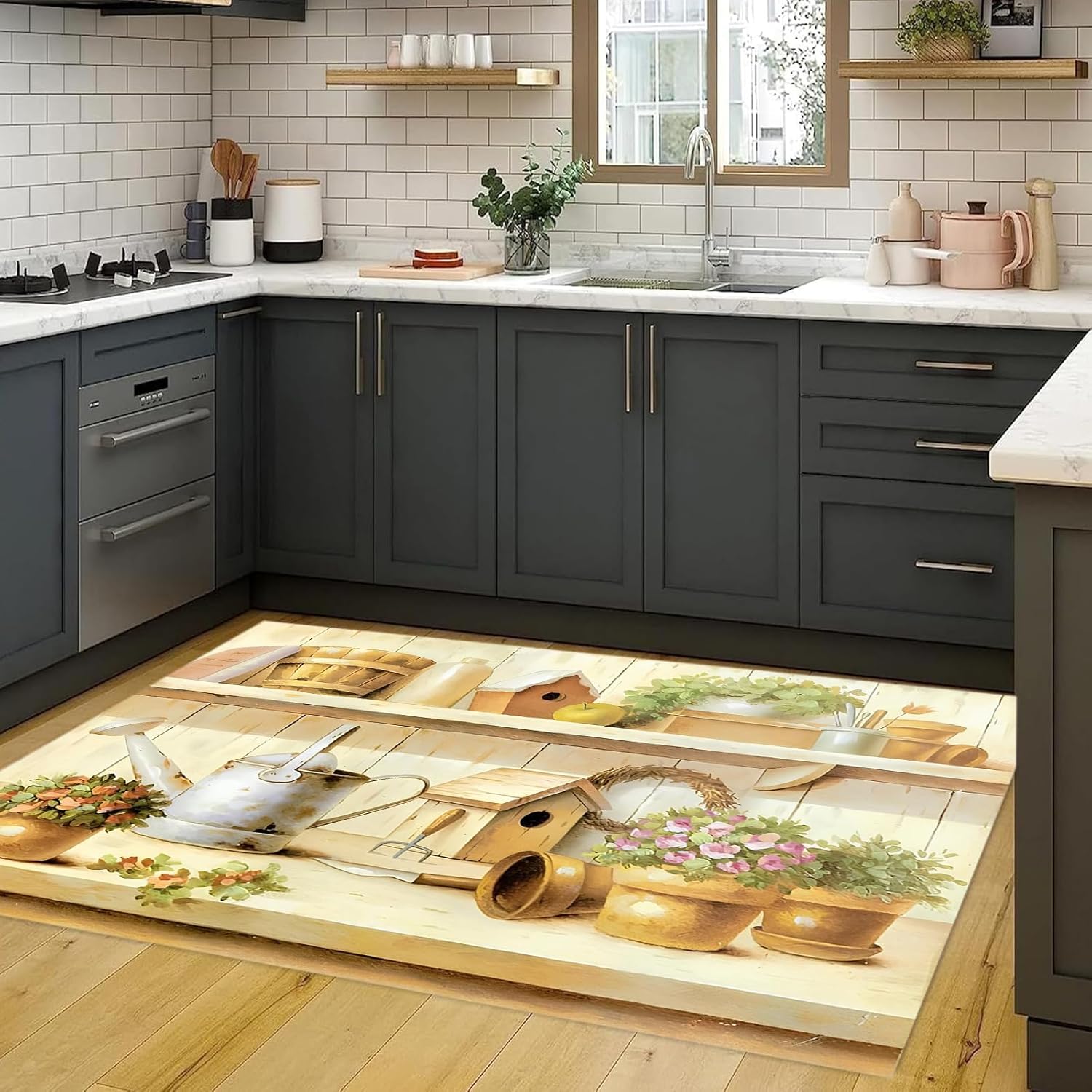 Anti Fatigue Kitchen Mat, Kitchen Rugs, Cushioned Kitchen Floor Mats Non Slip, Waterproof Comfort Foam Standing Desk Mat for Laundry, Office, Sink 24"x48"