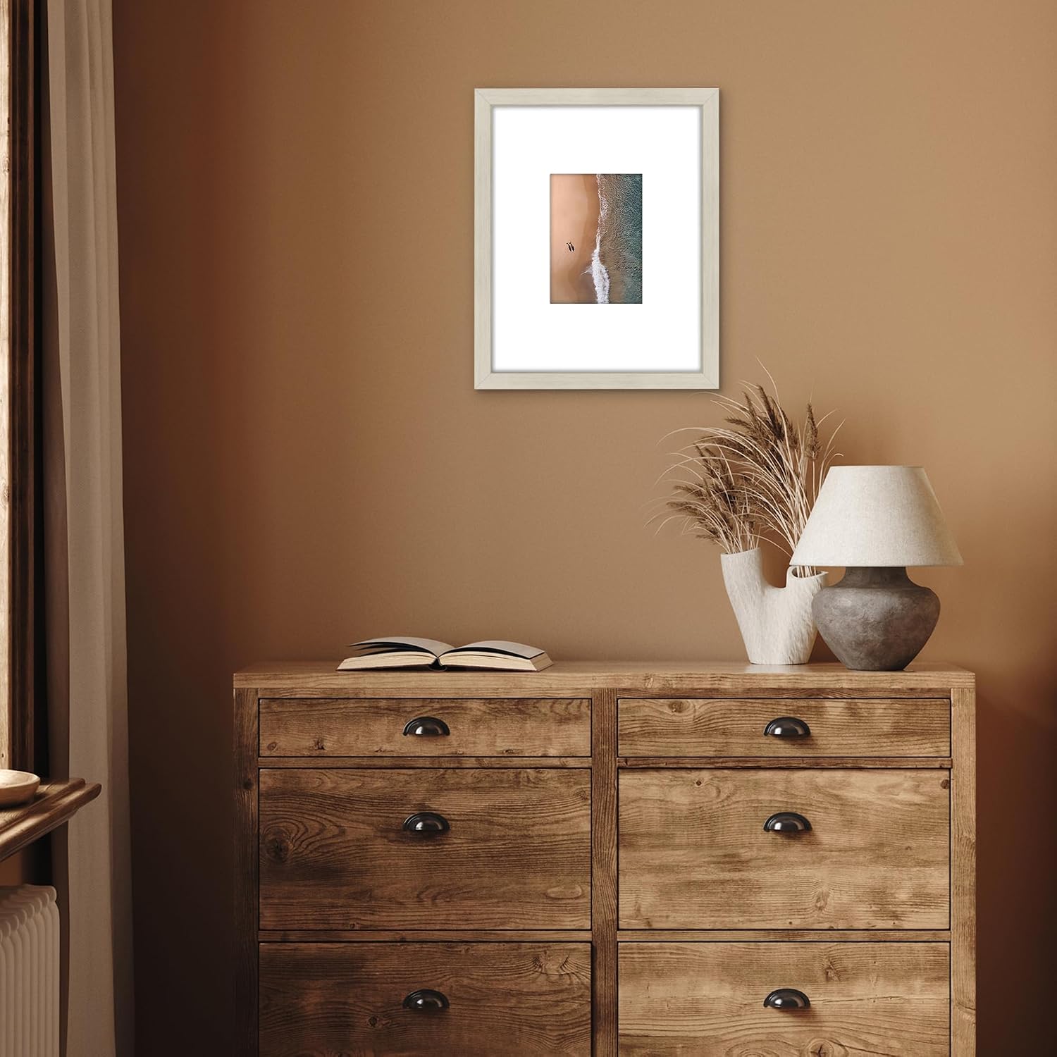 Americanflat 11x14 Picture Frame with Shatter-Resistant Glass - Use as 5x7 Frame with Mat or Display 11x14 Photo Without Mat - Signature Collection - Picture Frames for Wall Display - Light Wood