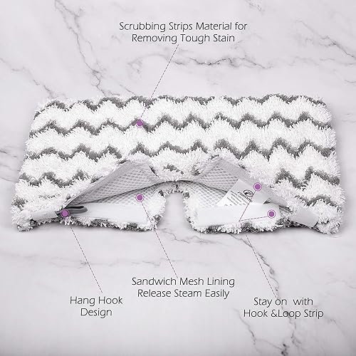 Miniatura 5 de F Flammi Paquete de 2 + 2 almohadillas de microfibra de repuesto para trapeador de vapor Shark S3500 Series S3501 S3601 S3550 S3901 S3801 SE450