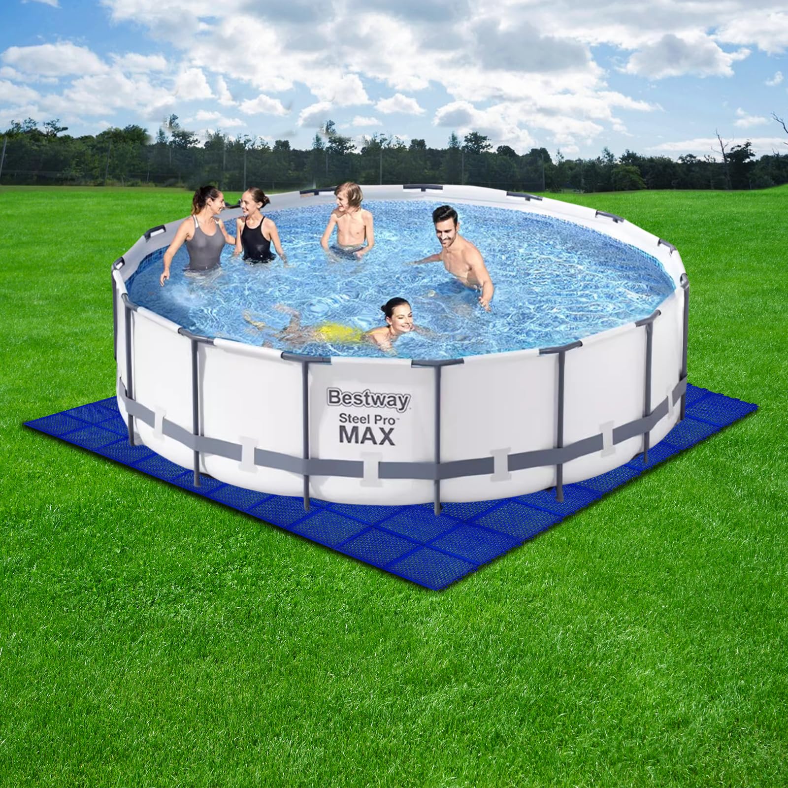 Alfombrilla Para Suelo De Piscina Redonda - Impermeable, Resistente, 245 O 300 Cm, Protección Para Jardín