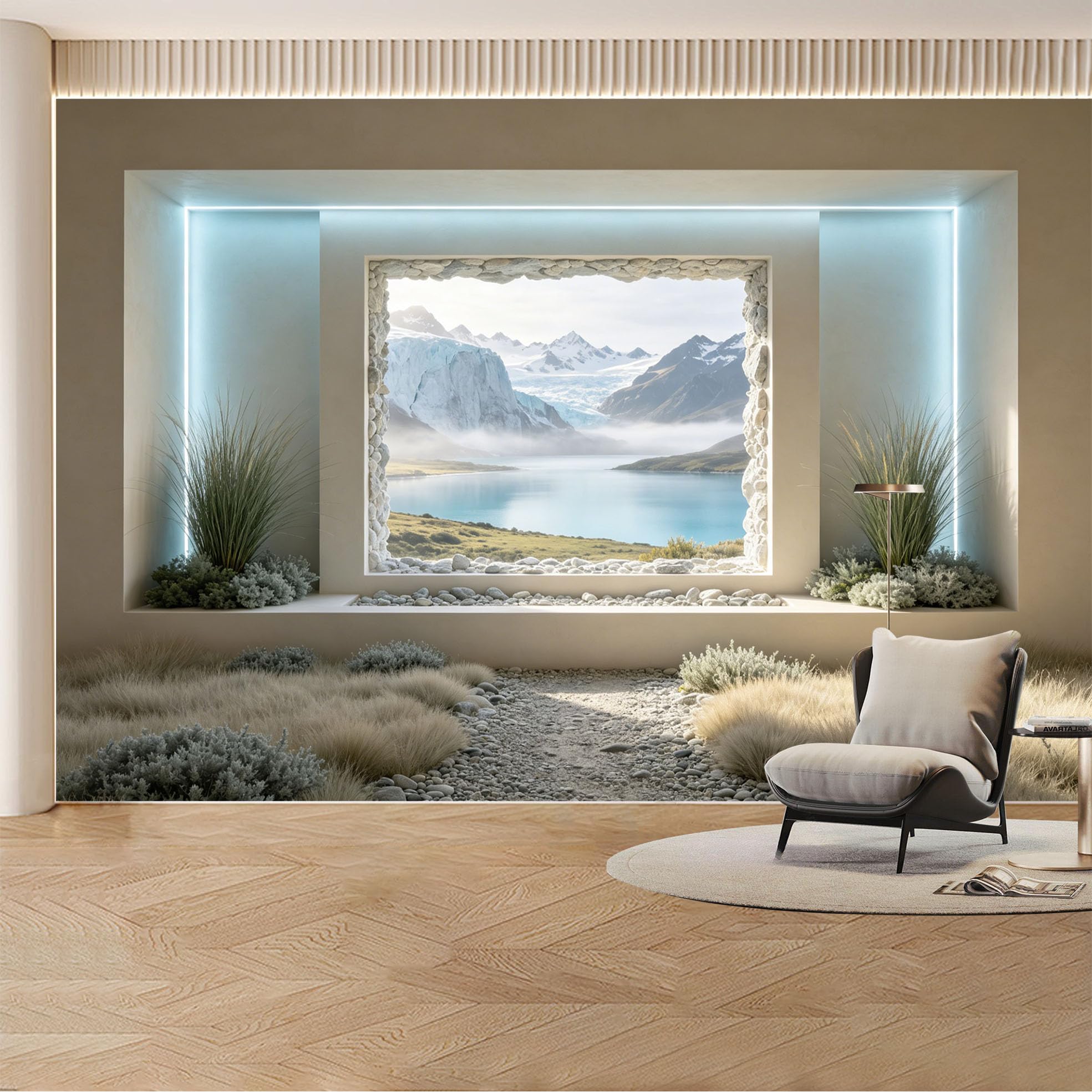 Custom Wall Mural Wallpaper Mountain Lake Landscape Nature Large Wall Art Mural Design Nordic Misty Removable SelfAdhesive Large Photo for Living Room， Bedroom， Office