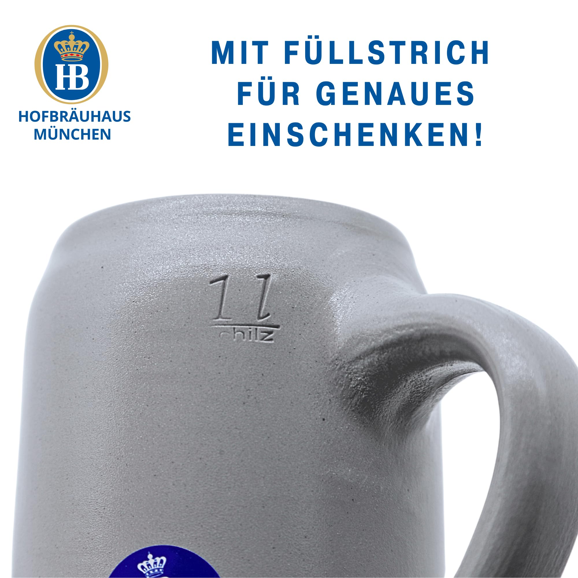 Hofbräuhaus München Boccale da birra con logo HB, 1 l, 1000067 (1 l, HB con coperchio in stagno)