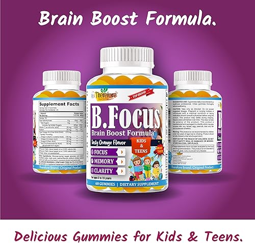 Miniatura 9 de Therefore B.Focus - Gomitas para niños, memoria, atención y apoyo escolar, Omega-3 DHA y EPA potenciador cerebral y vitaminas infantiles para niños
