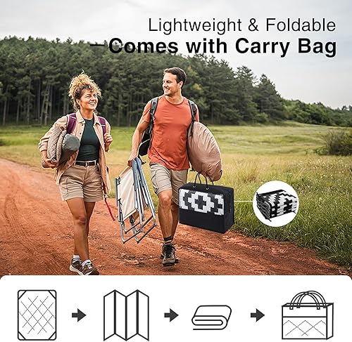 Vista 6 de OLANLY Waterproof Outdoor Rug 5x8 ft, Outdoor Plastic Straw Rug for Camping, RV Mat Outside, Indoor Outdoor Carpet for Porch, Deck, Backyard, Negro