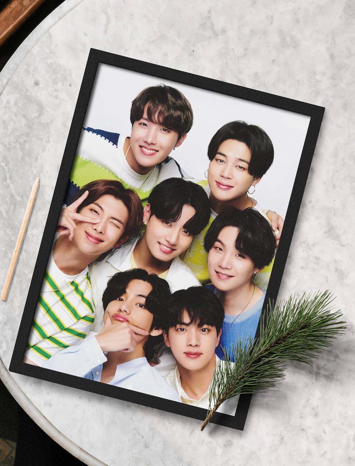 SINCE 7 STORE BTS Group Photo Framed Poster (8x12 inches) For BTS Fans/Room Decor/Gifting