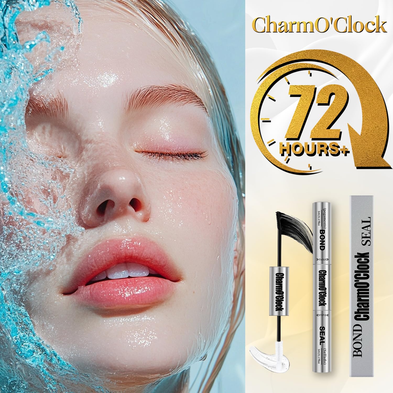 Lash Glue, Eyelash Bond and Seal Kit - Long-Lasting 72H Waterproof & Sleep-Safe, Easy 2-in-1 Design for Natural Look - Eyelash Glue for Sensitive Eyes, Wedding, Travel, Swimming (Black 5ml+5ml)