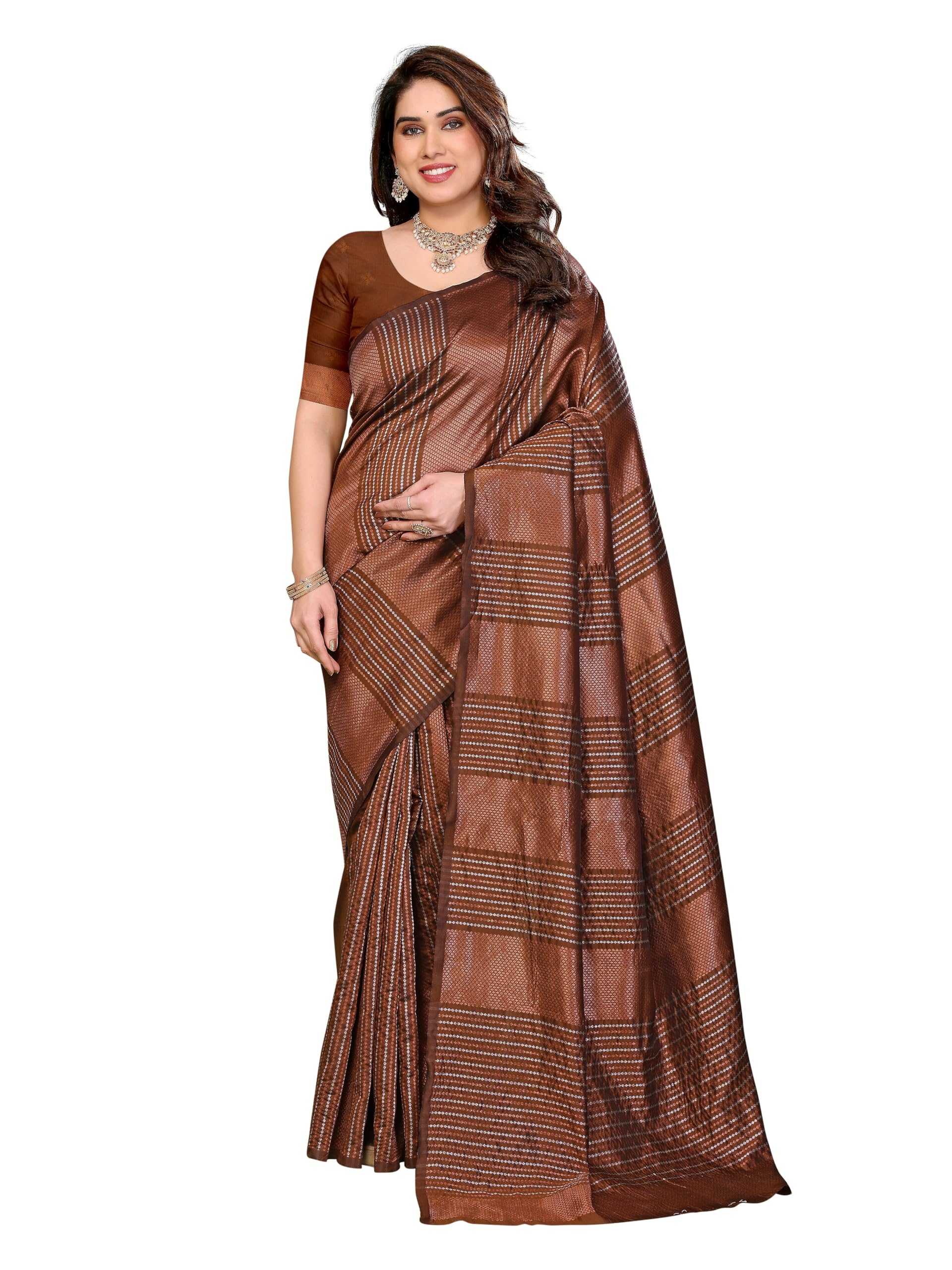shiv textiles Women's Silk Blend Banarasi Saree(S-104-BLUE-P)-picture-21