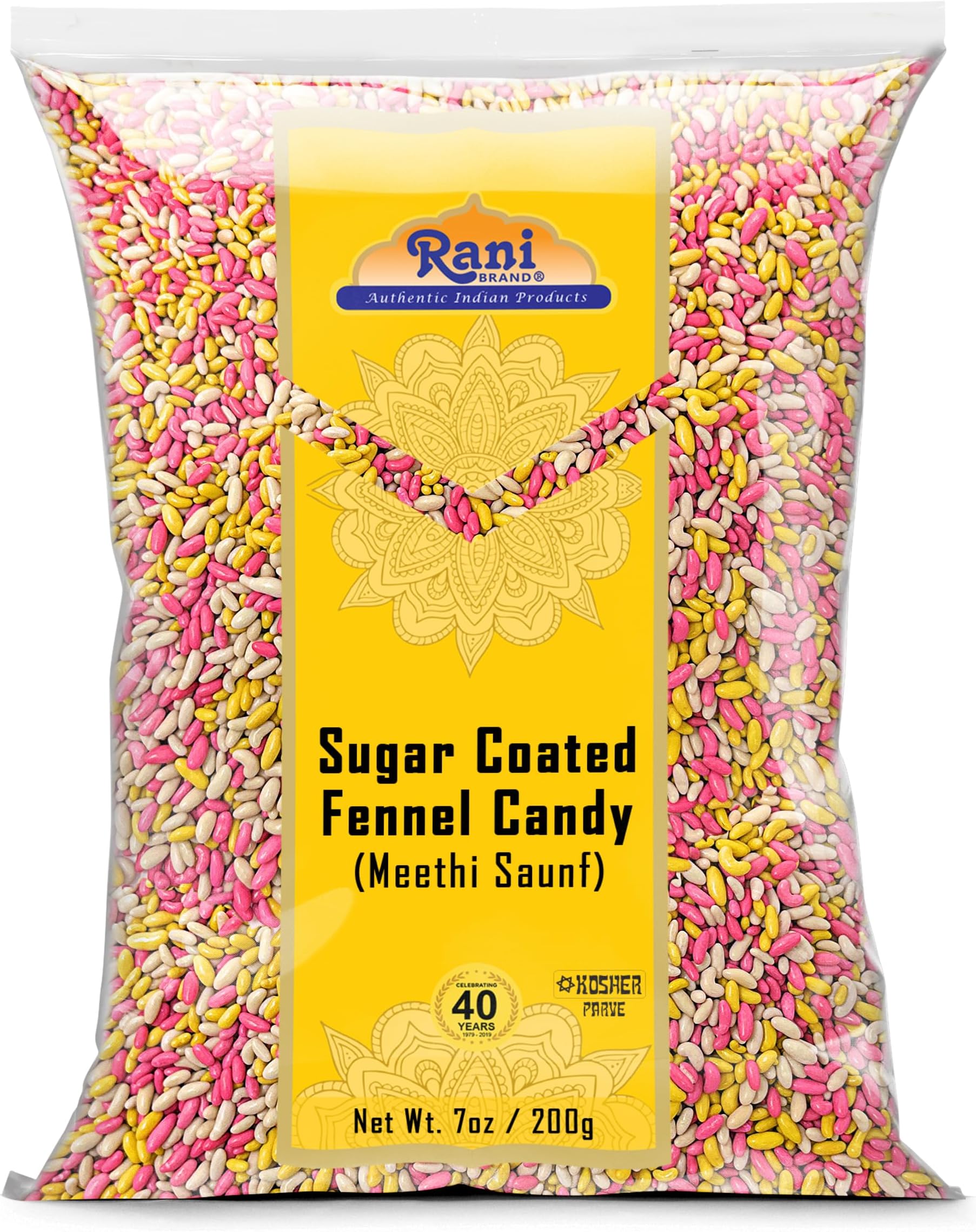 Rani Sugar Coated Fennel Candy 7oz (200g) ~ Indian After Meal Digestive Treat | Vegan | Gluten Friendly | NON-GMO | Kosher | Indian Origin