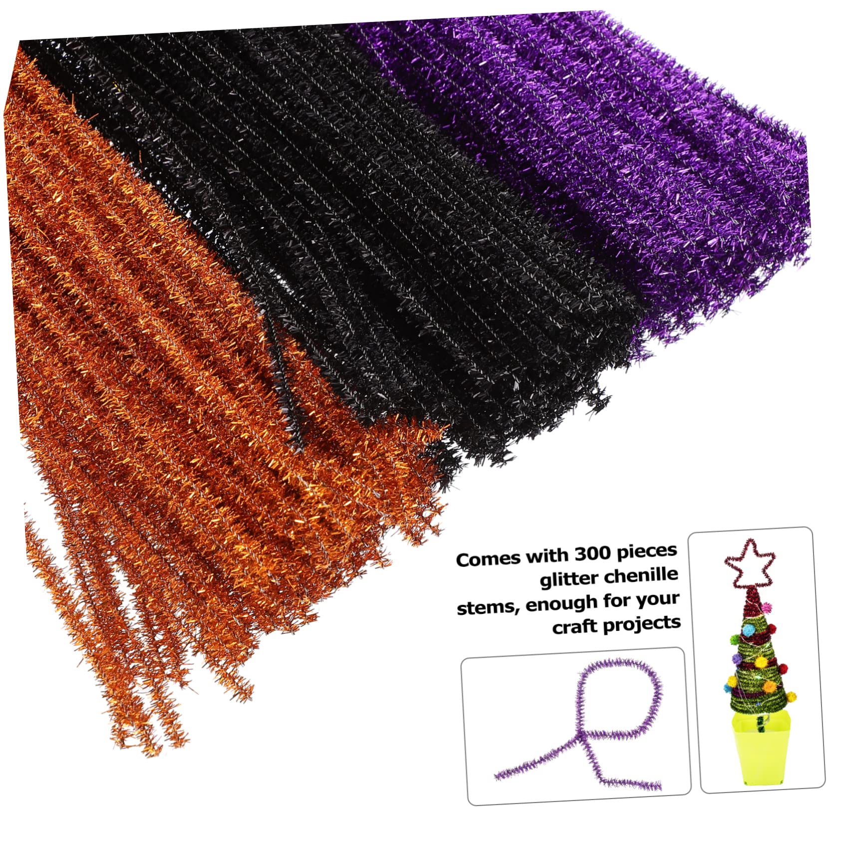 HOODANCOS 300Pcs Glitter Chenille Stems Crafting Supplies for DIY Art Projects Creative Decorative Sticks for Adults for Crafting and Present Making Random Color