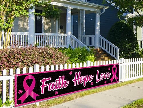 Nepnuser Cartel de valla del mes de concientización sobre el cáncer de mama, cinta rosa, decoración de fiesta, pancarta de esperanza y amor, fe,
