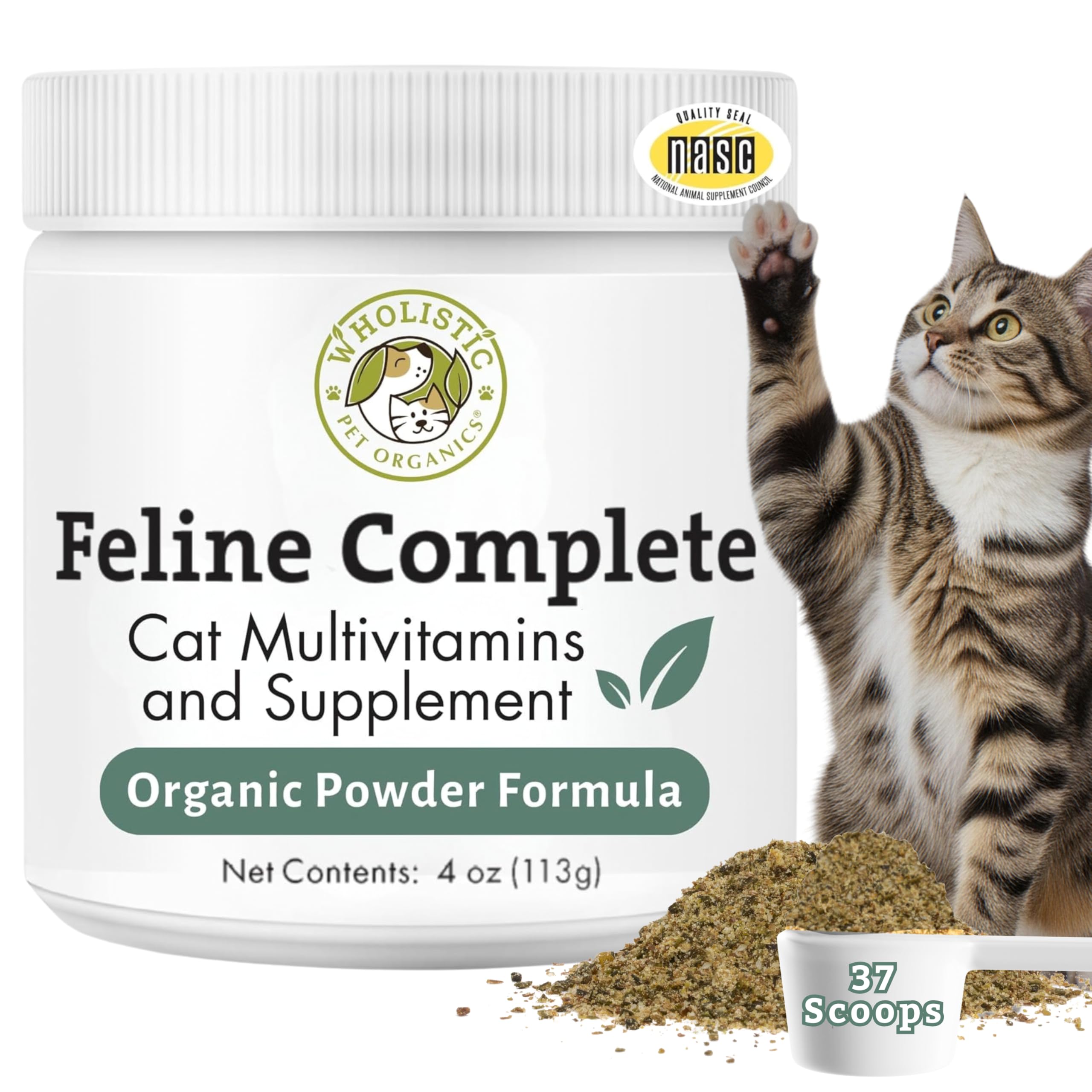 Feline Complete - 4 Oz - Multivitamin & Probiotic Powder for Cats - Natural Cat Food & Digestive Support