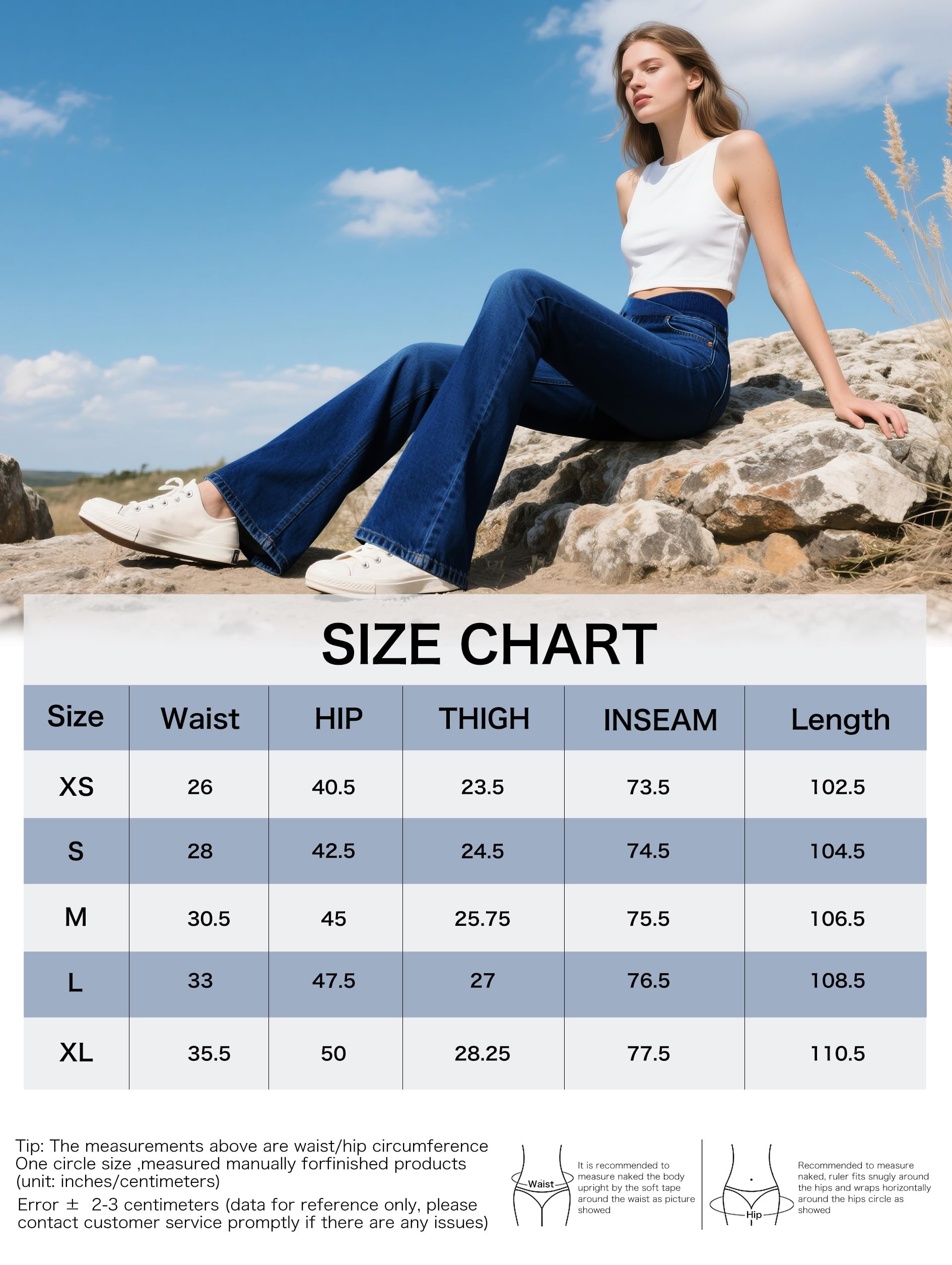 LaiEr Mujer Bootcut Jeans V Crossover Cintura Alta Tirar de Control del Vientre Casual Fitness Pantalones Skinny de Yoga,Tejido Suave de Alta Elástico de Denim,Leggings campanados