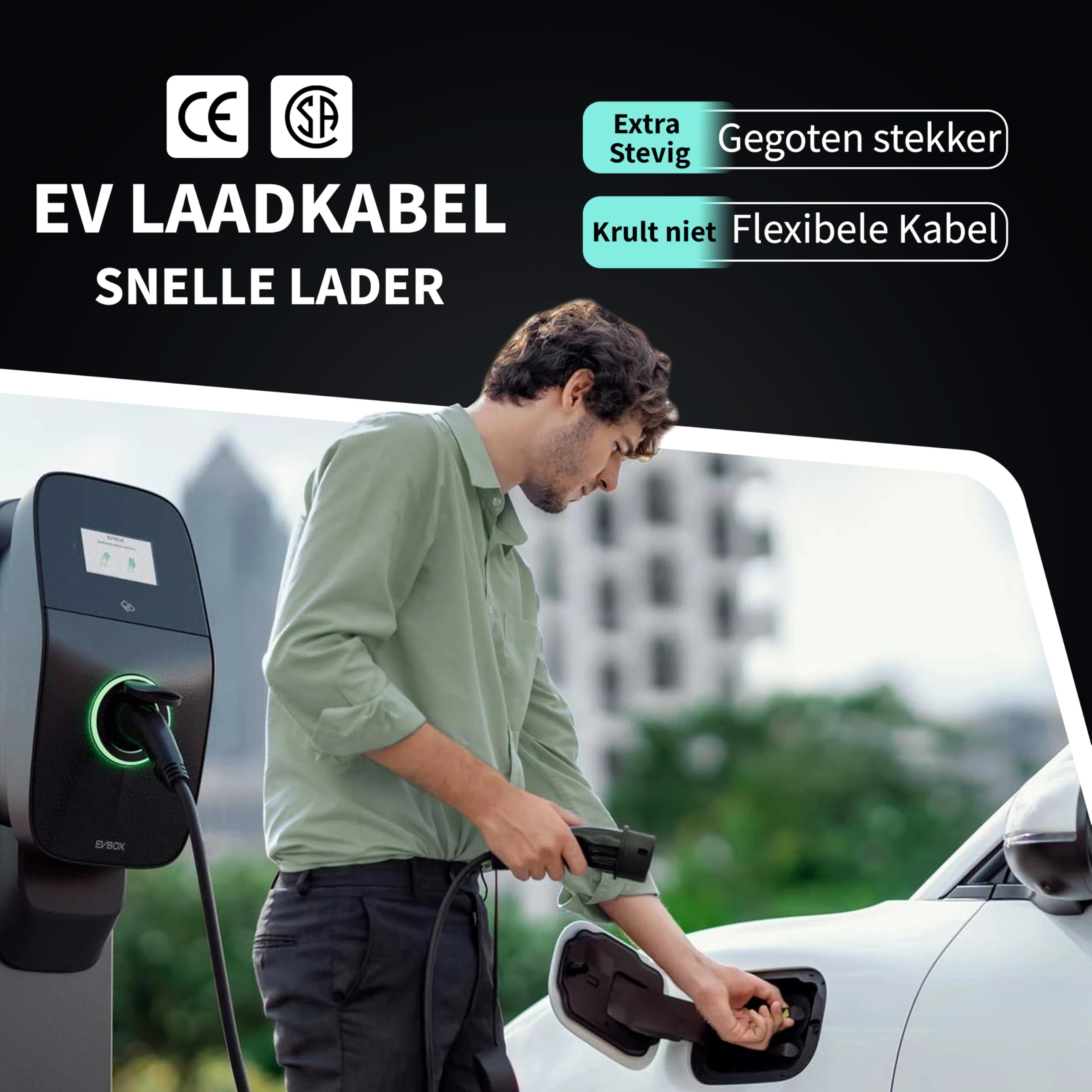 Loady Ladekabel Typ 2 11 kW | 3 M | 11 kW | 3 Phasen 16A | 3 Meter Kabel für Auto EV/PHEV - Ladekabel für Elektrofahrzeuge Typ 2 Mennekes 3-Phasig
