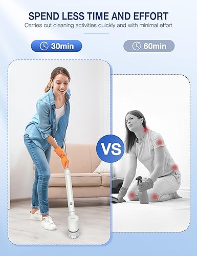 Miniatura 3 de Limpiador eléctrico giratorio, cepillo de limpieza inalámbrico con rotación bidireccional, limpiador de ducha eléctrico con brazo de extensión