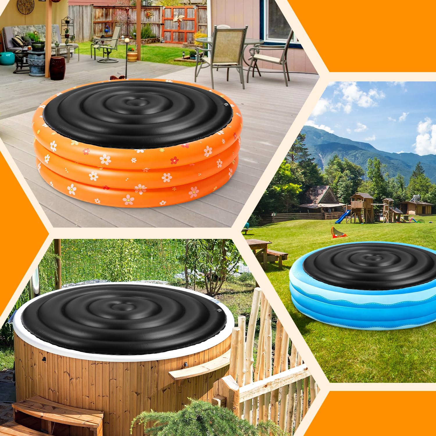 Tissting Couverture Isolante pour Spa Gonflable - Ø165cm Économie d'Énergie Protection Eau et Intempéries pour Piscines et Extérieurs (sans poignée)
