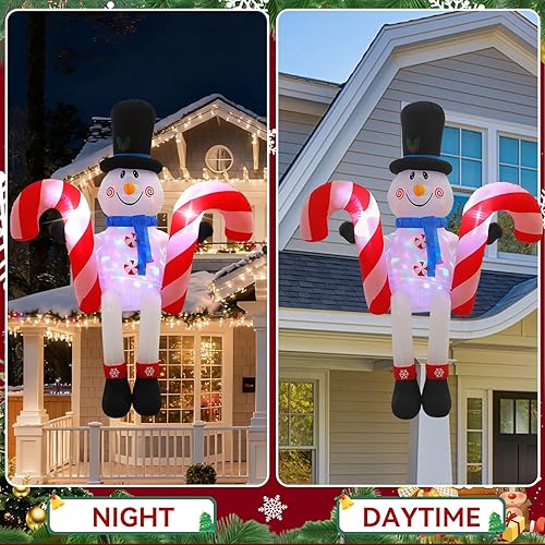 Vista 57 de Decoraciones inflables de Navidad de 10 pies, Papá Noel de Navidad con caramelo con luz LED para fiestas de Navidad en interiores, exteriores