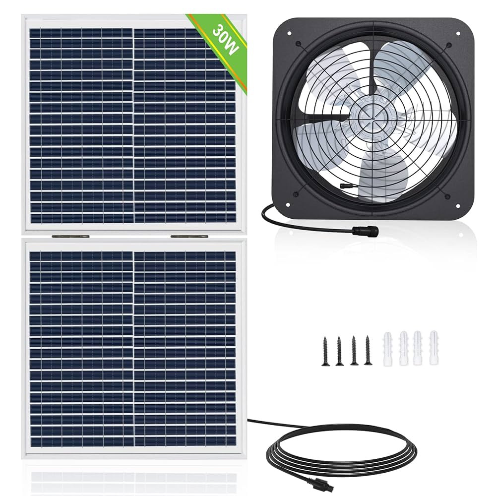 Amazon | ECO-WORTHY 25W 太陽電池式 屋根裏換気扇 ゲーブル屋根