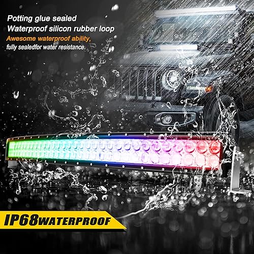 Miniatura 5 de Nicoko Barra de luz LED curvada de 32 pulgadas, 180 W, IP68, impermeable, libre de cableado, barra de luz estroboscópica LED, luz intermitente,