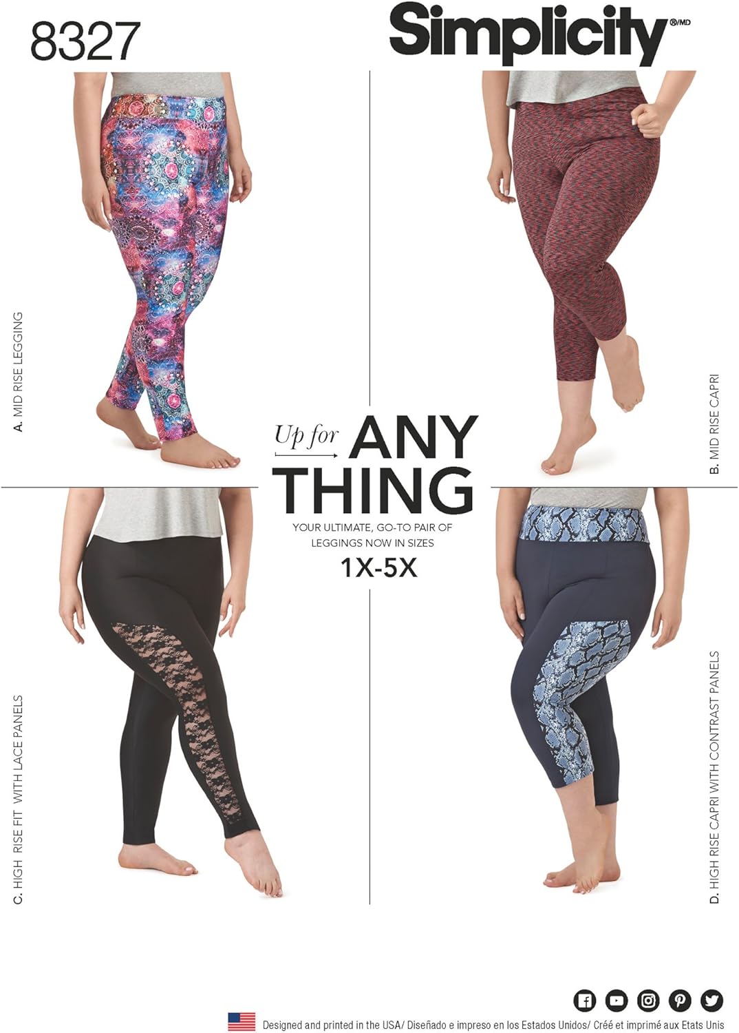 Simplicity Women's Knit Leggings Art and Craft Sewing Template