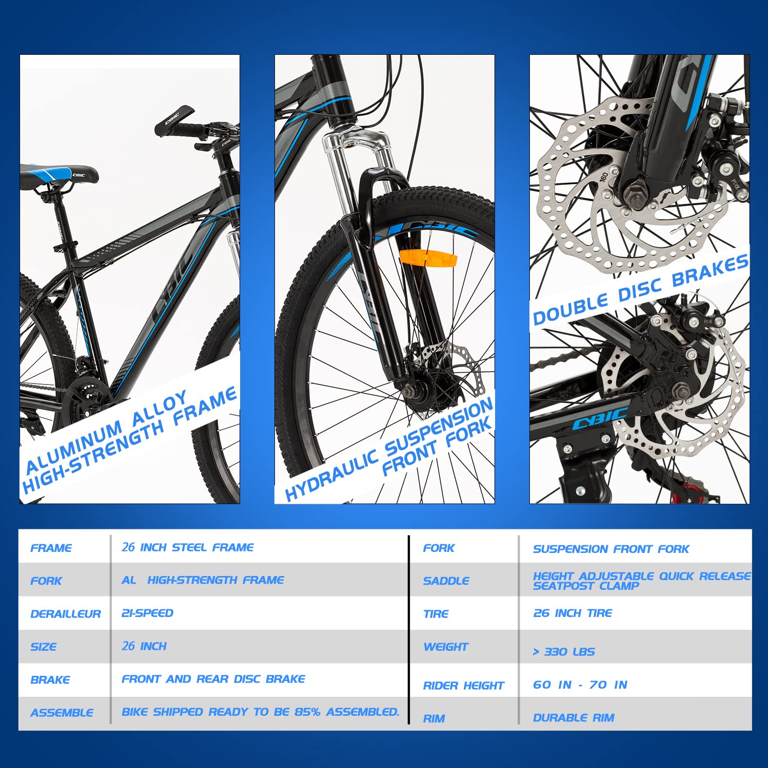 Amazon | CYBIC マウンテンバイク メンズ 26インチホイール自転車