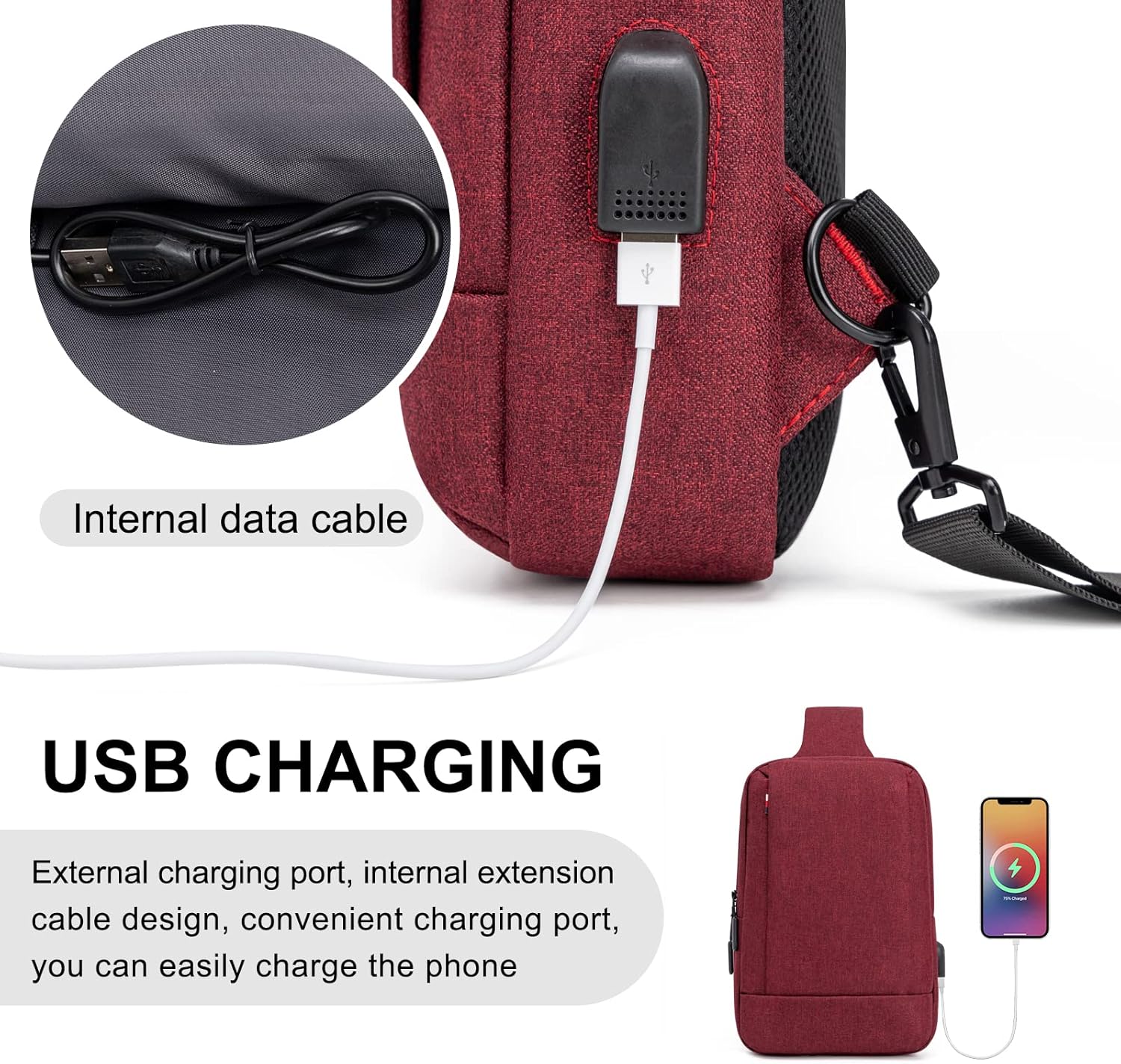Sling Bag Crossbody Bag Men with USB Charging Port Small Messenger Bag Cross Body Shoulder Bag Sling Backpack Women