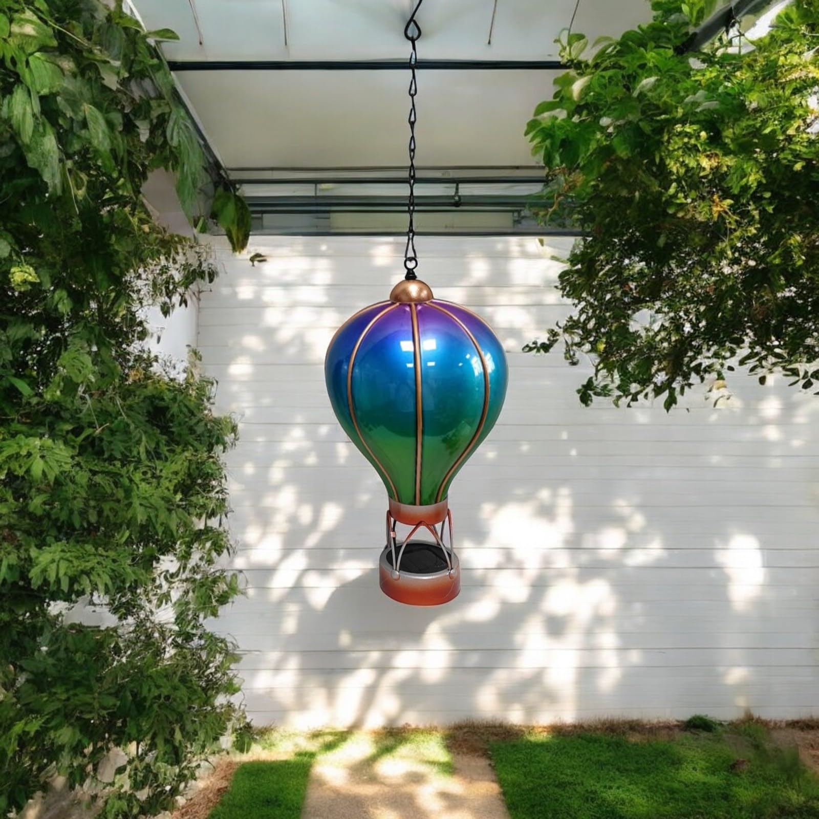 Epsom Door Handle Red & White Aurora Solar Hot Air Balloon Hanging Light – 42Cm & 58Cm | Solar-Powered Led Wind Spinner For Garden & Patio (Small Aurora)