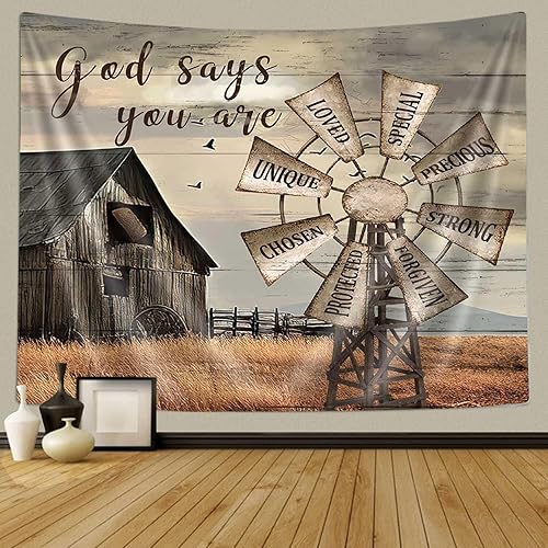 Miniatura 4 de Arte de pared inspirador rústico con molino de viento, cabaña de granja, refranes, citas motivacionales, dormitorio, sala de estar, decoración del