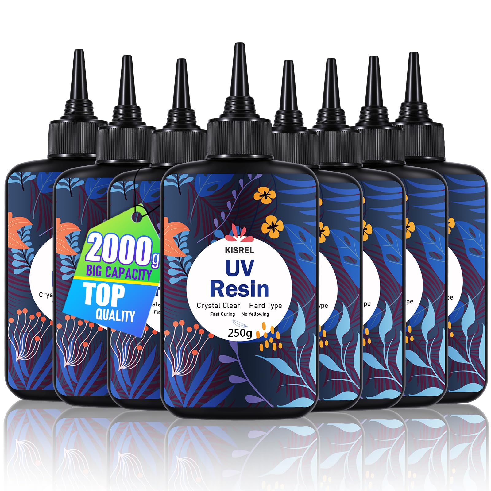 KISREL UV Resin 2000g, Hard Type UV Resin Kit for Craft Jewelry Making