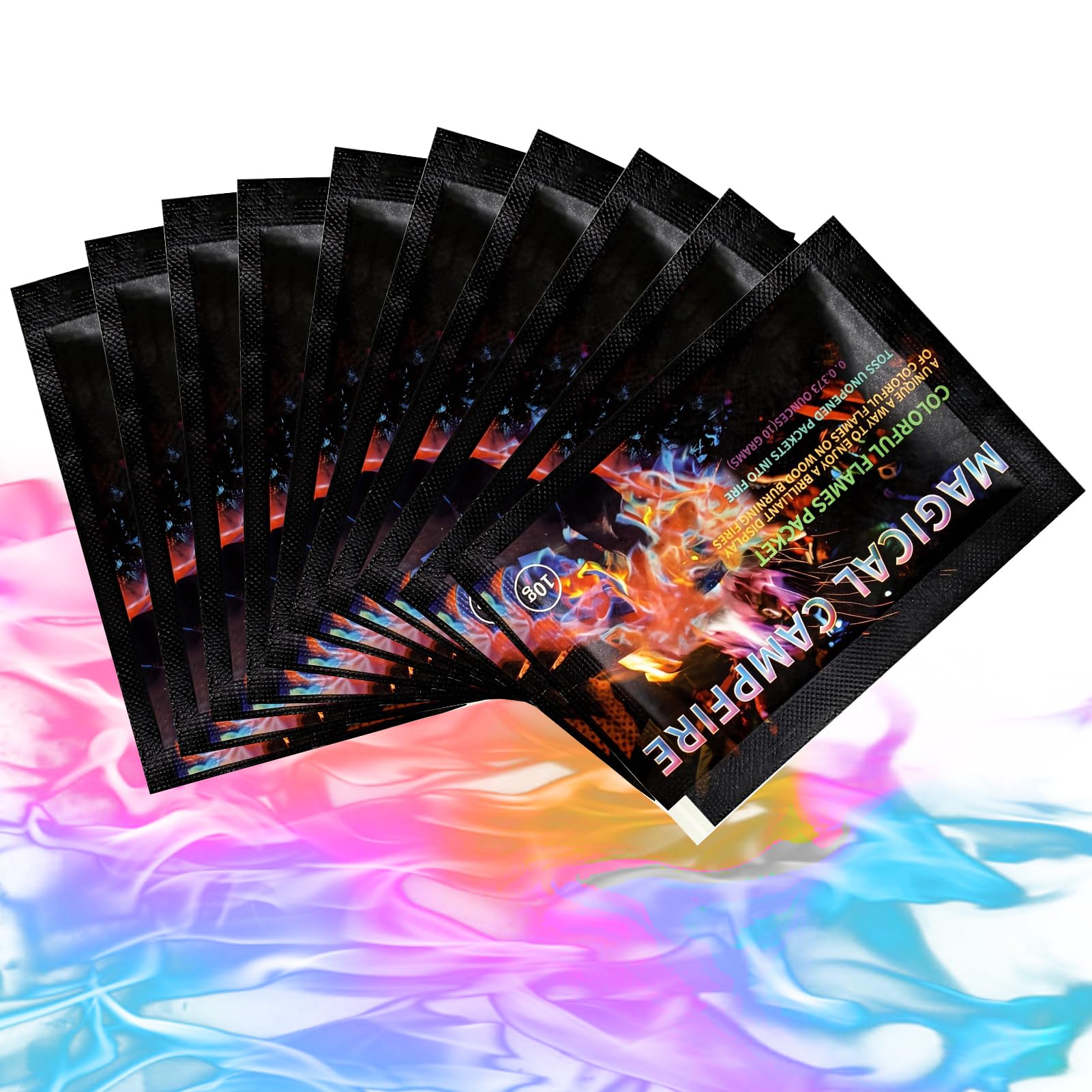 ALLONY Fire Colour Changing Powder, Mystical Fire, Magical Flames, Long-Lasting Fire Colour Changing Powder, Fire Cones Colour Changing for Fireplaces, Bonfire Night, Camp Fire, Gardens, 10PCS*10g