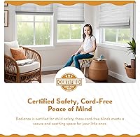 Vista 4 de Radiance - Cortinas romanas de bambú inalámbricas para ventanas - Persianas de bambú de madera blanca para difuminar la luz del sol - Fáciles