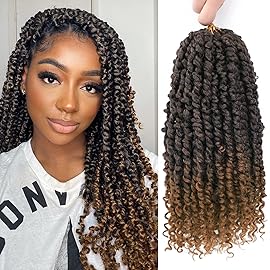 Nice One Pre-Twisted Passion Twist Hair 12 Inch, 112 Strands Short Passion Twist Crochet Hair for Women 8 Packs Ombre Brown Pre-Looped Passion Twists Braiding Synthetic Hair Extensions (12inch,T30)