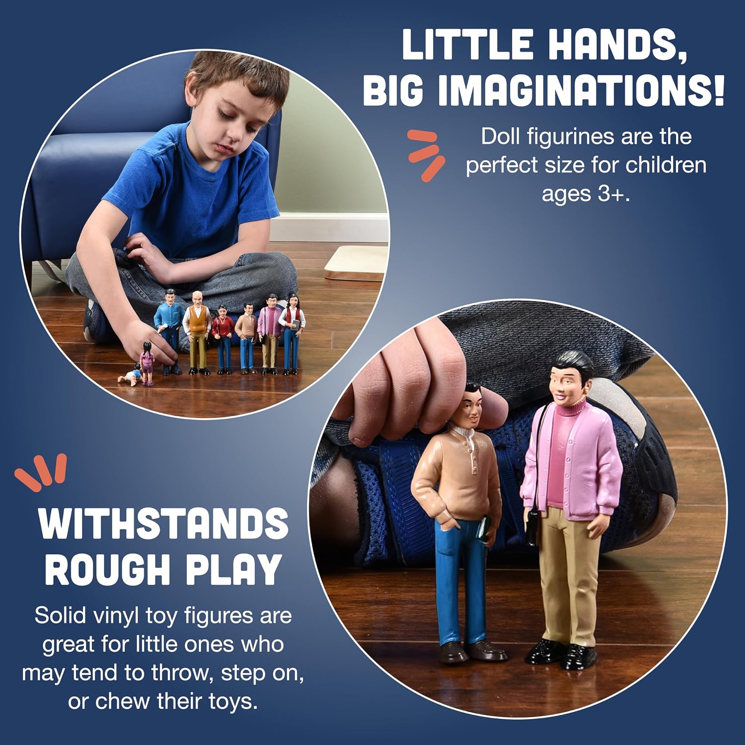 Creative Minds Marvel Education Hispanic Family Toy Figure Set for Kids Ages 3+, Set of 8 Inclusive and Diverse Dollhouse Toy Figurines, Multicolor