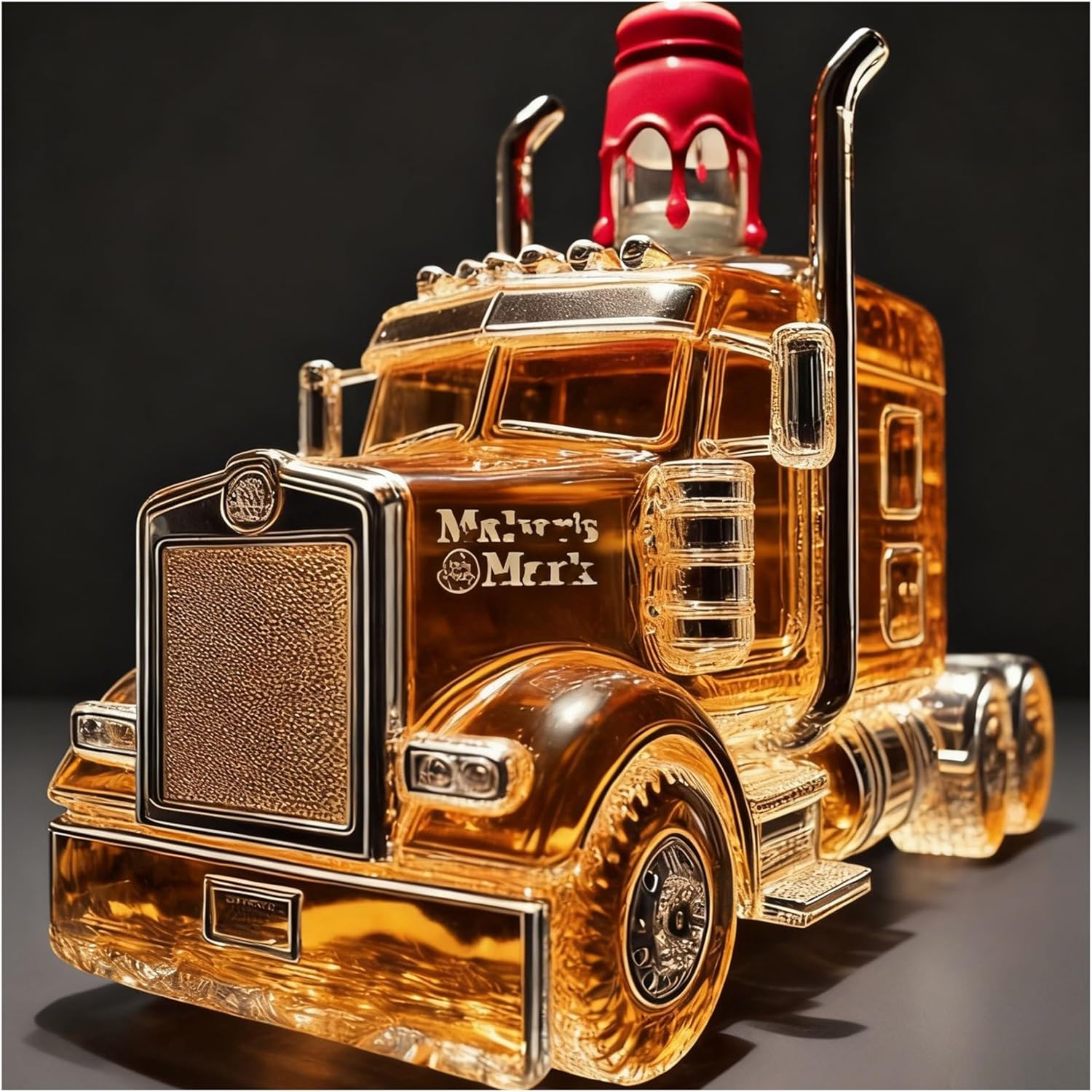 Decanter set,Car-Shaped Whiskey Decanter Bottle,Semi Truck Whiskey Bottle, Glass Liquor Bottles in Semi Trucks Shape with Cap, Christmas and Valentine's Day gifts(Natural1)