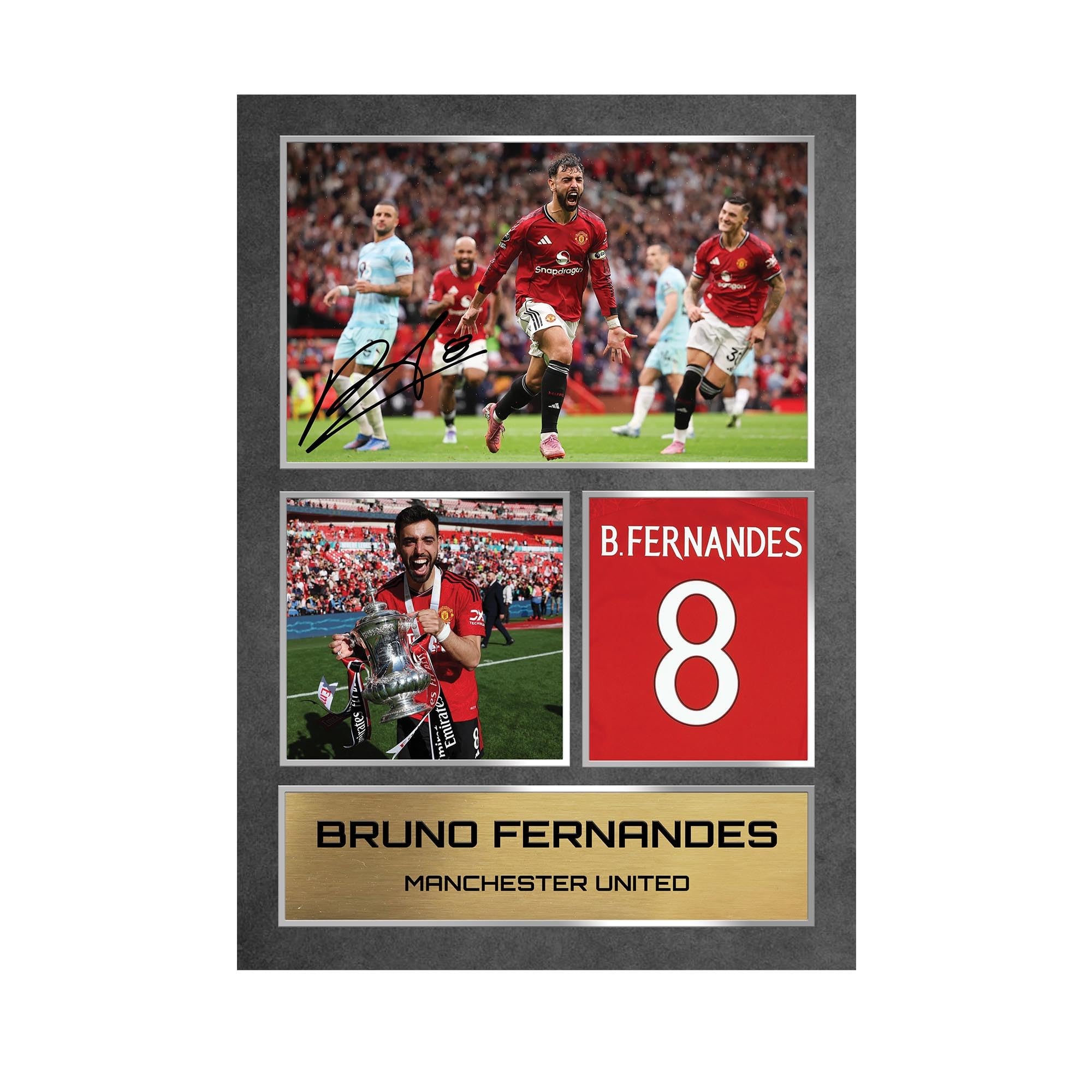 Memorabilia Hub A3 Unframed Bruno Fernandes Manchester Printed Autograph Memorabilia - Framed Gift