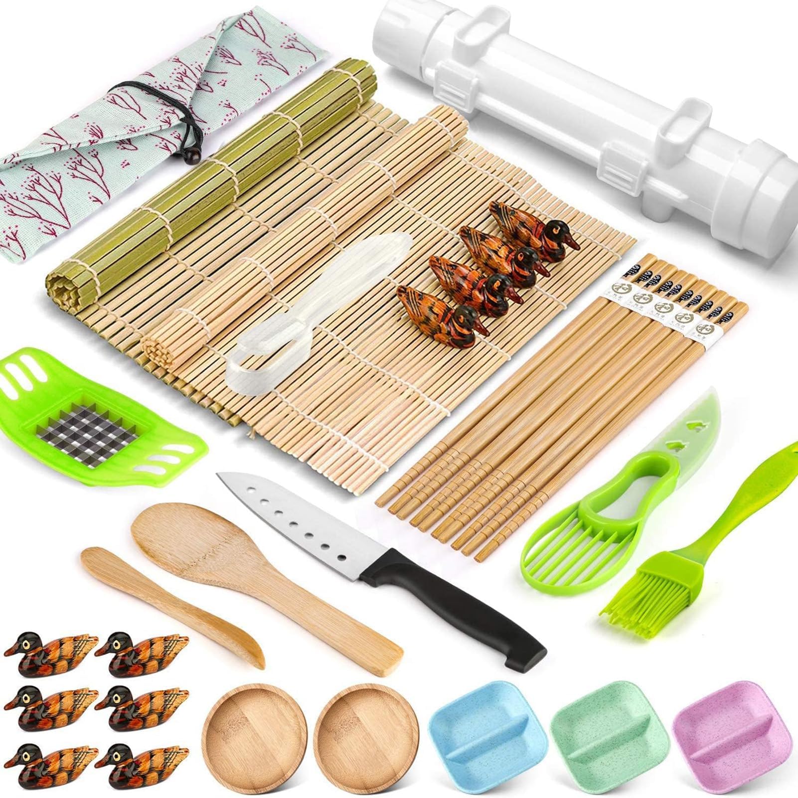 U-HOOME Sushi Making Kit, 28 Piece Sushi Roller kit for Beginners & Pros Sushi Makers, Perfect DIY Sushi Making Accessories with Sushi Knife, 2 Sushi Mats, Rice Bazooka, Chopsticks & More
