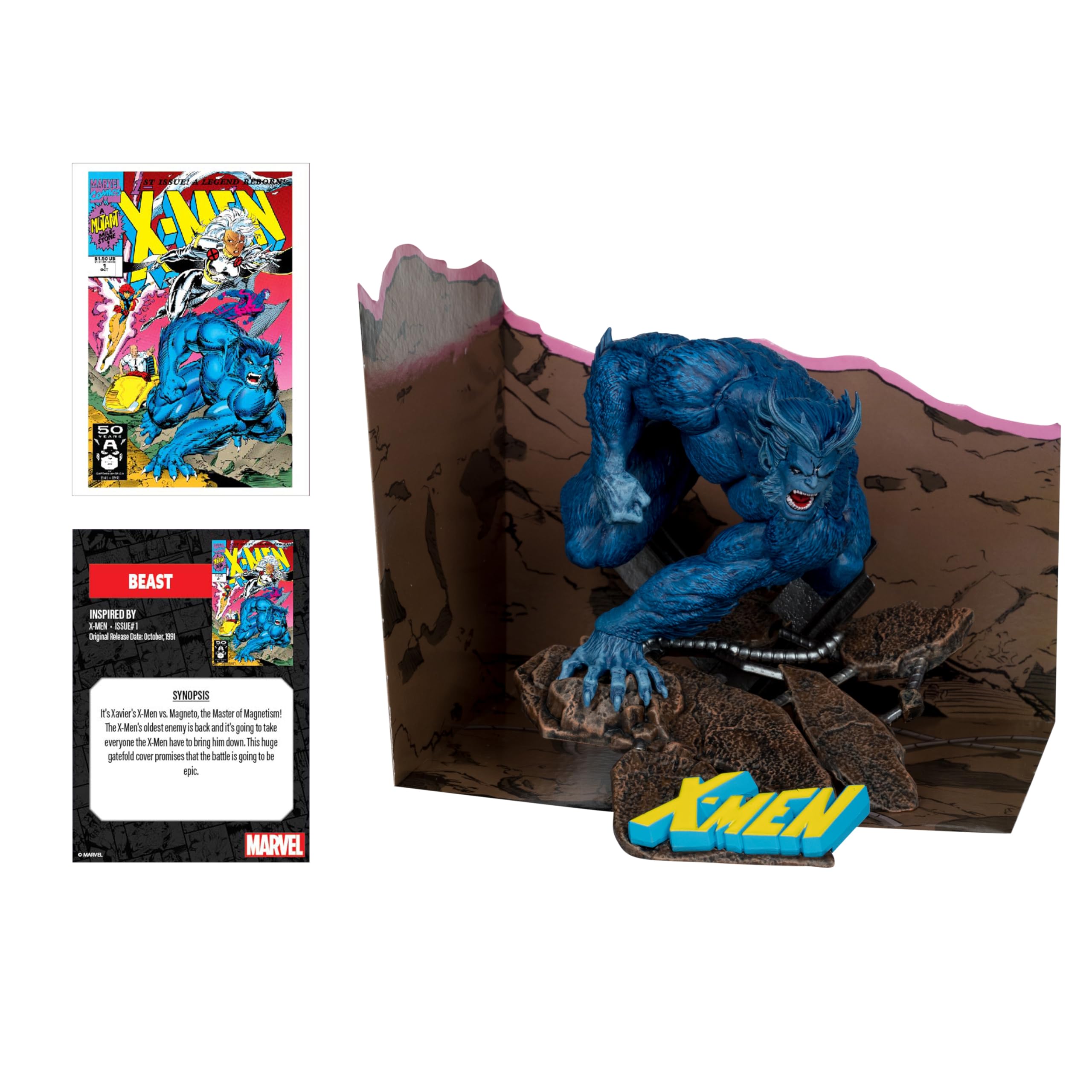 McFarlane Marvel Beast - Juguetes coleccionables a Escala 1:10 con Escena (X-Men #1)