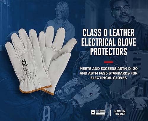 Miniatura 2 de OBERON Protectores de guantes eléctricos de cuero Clase 0