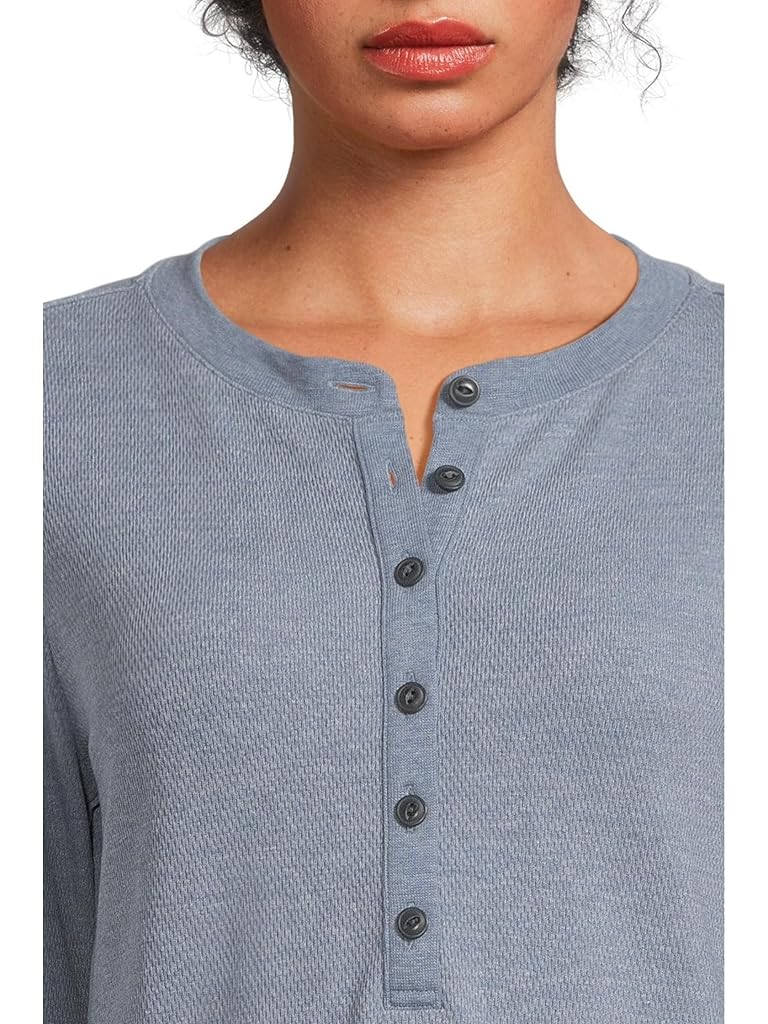 Blue L.L.Bean Signature Premium Thermal Long Sleeve Henley Shirt