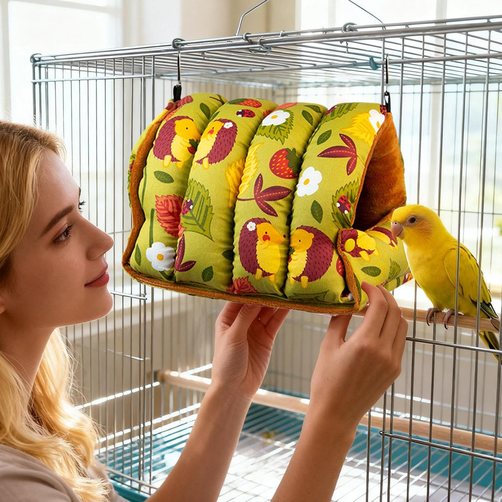 Nid d'Oiseau Maison Chaude Pliante Et Confortable | Lit Et Abri Pour Calopsitte Et Hamac Pour Perroquets Pour Calopsitte Canari Pinson Inséparable Intérieur Hiver Repos Sommeil