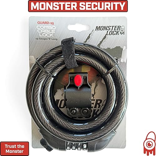 Miniatura 6 de Revere Guard 15 Heavy Duty combo, establece tu propia cerradura de bicicleta combinada, bloqueo de cable para equipos al aire libre, scooter y