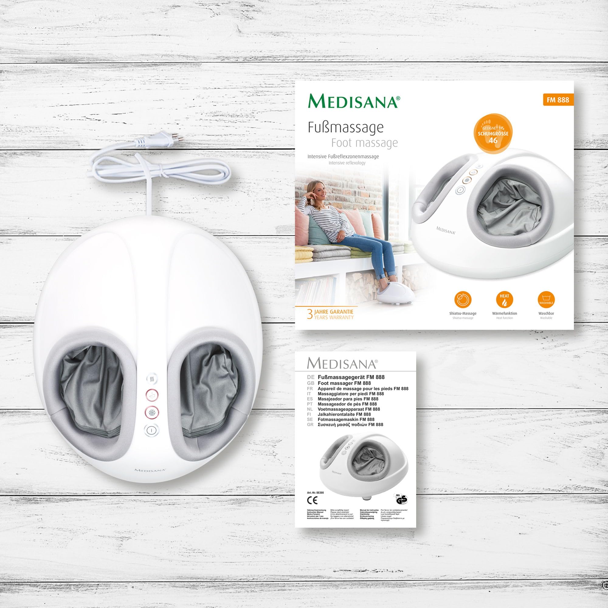 medisana FM 888 masażer Shiatsu do stóp, elektryczny, funkcja czerwonego światła, ciepła, 2 prędkości