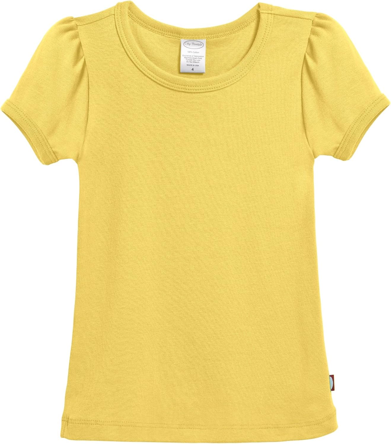 Made in USA Little Girls Baby Rib Cotton Short Sleeve Puff Fashion Shirt Tee Tshirt Blouse