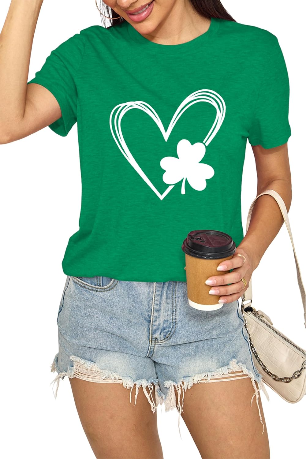 St Patrick's Shirts for Women Lucky Irish Shamrock Paddy's Shirt Cute Shamrock Graphic Short Sleeve Tees Tops - Image 2