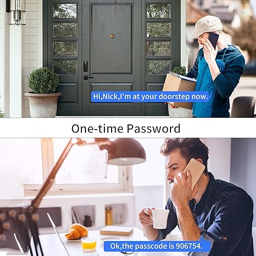 Miniatura 8 de Cerradura de puerta de huellas dactilares, pantalla OLED y guía de voz cerradura de puerta de entrada sin llave, cerradura de puerta inteligente