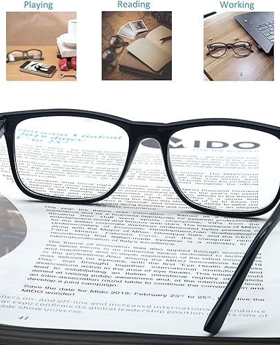Miniatura 5 de Gafas de lectura de 4.50 pulgadas grandes cuadradas para hombre, color negro, paquete de 4 unidades, marcos ligeros, ajuste cómodo, bisagra de