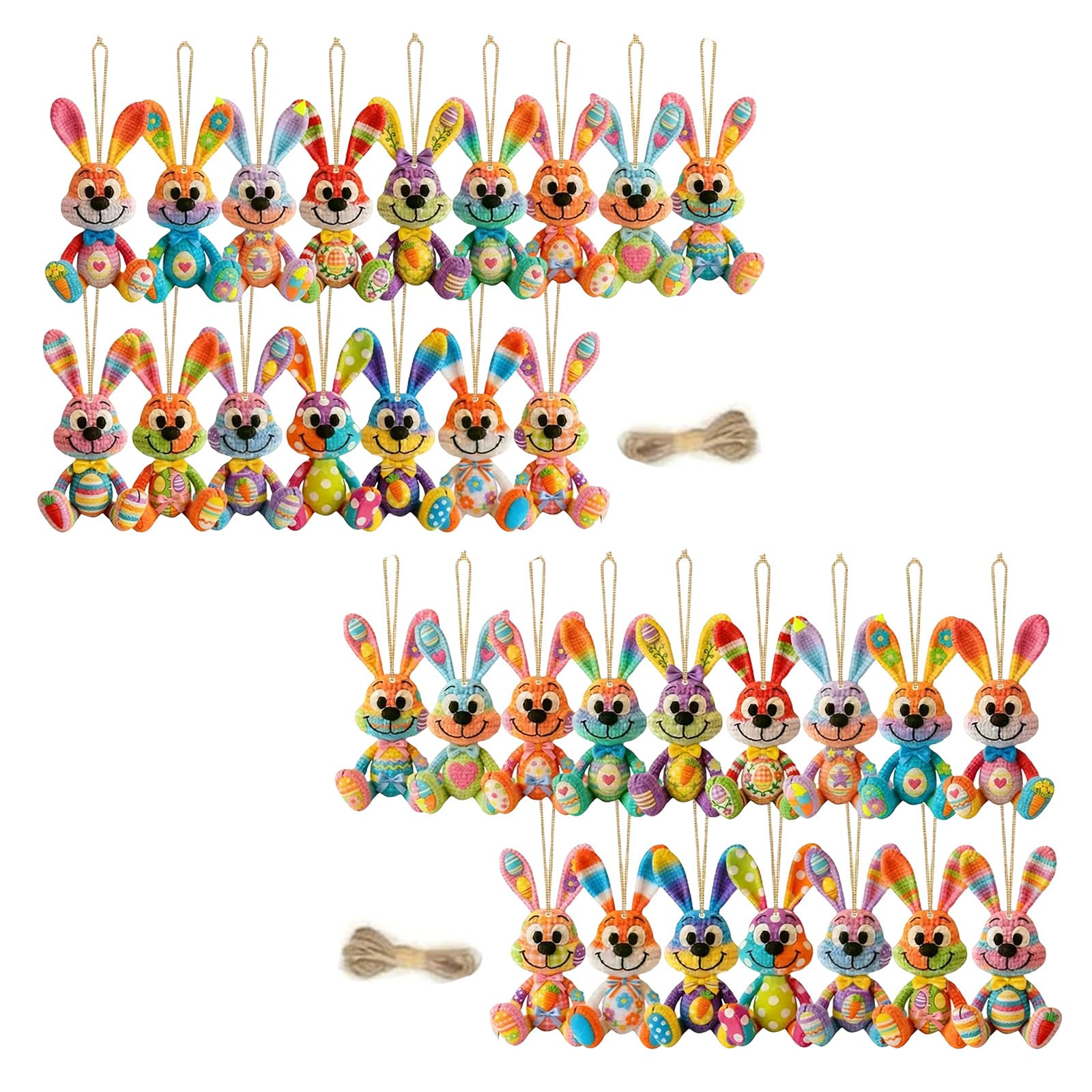 16 / 32Pcs Wooden Easter Hare Hanging Decoration Colorful Wooden Hare Pendant for Festival Home Decoration Lagomorph Party Deck