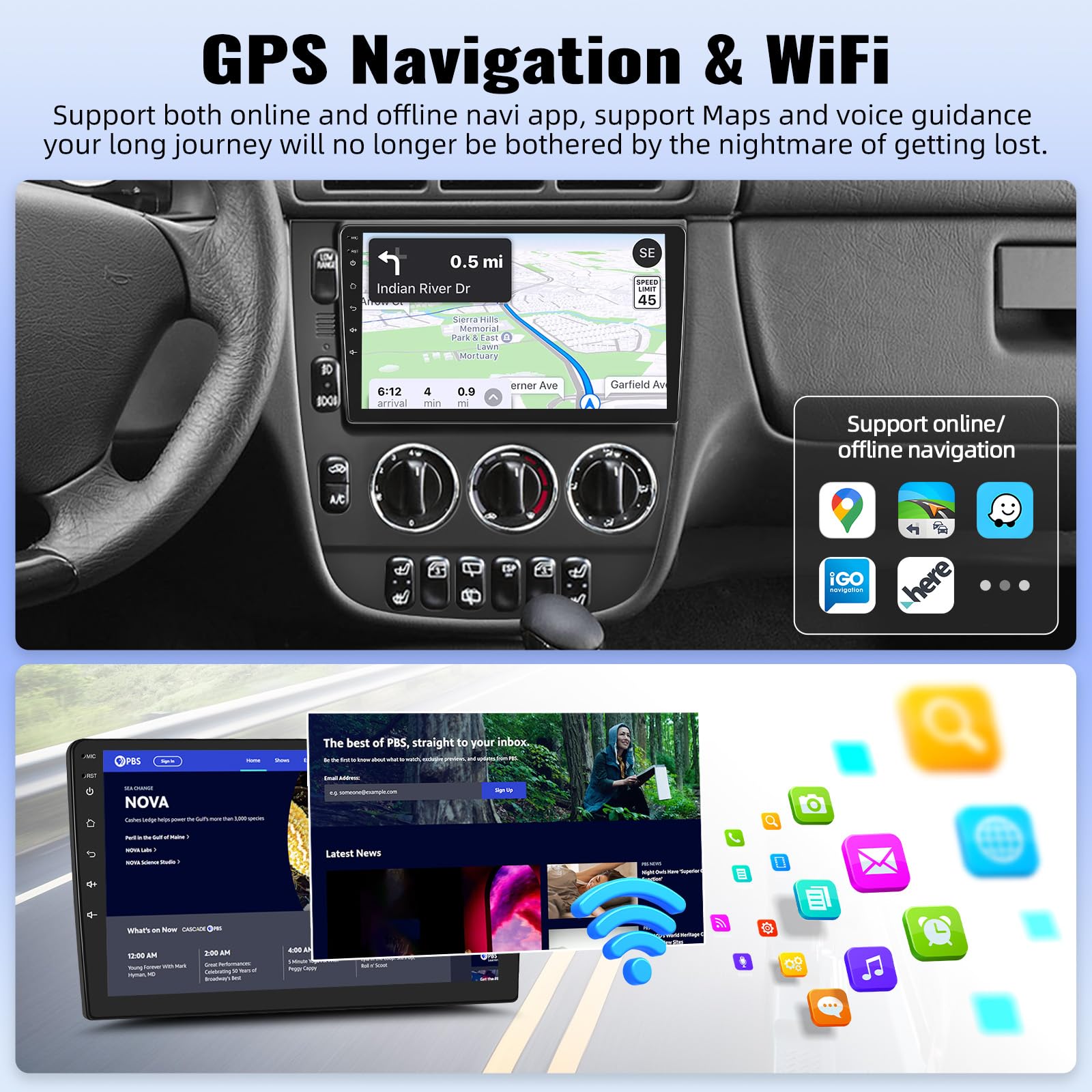 Autoradio Android 14 Pour Mercedes ML W163 (1997-2005) - 9" écran, 256 Go, 8 Go RAM