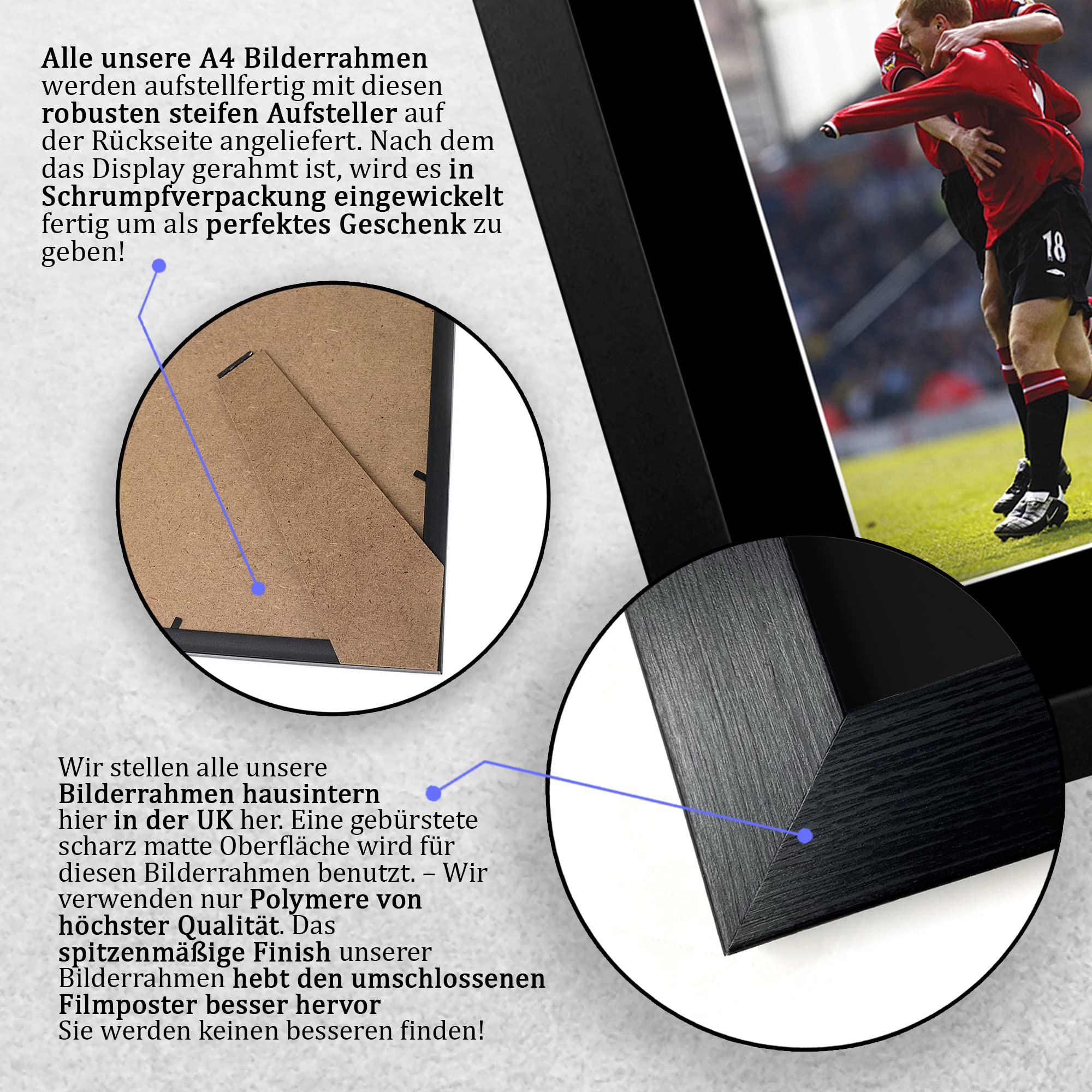 HWC Trading FR A4 Roy Keane & Paul Scholes Gifts Autogramm-Bild für Fußballfans und Fans, gerahmt, A4