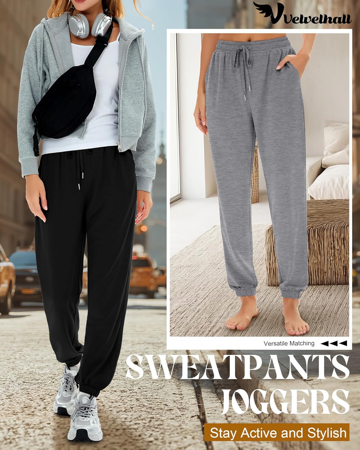 3 Pack Women's Sweatpants with Pockets, Drawstring Lounge Athletic Joggers Casual Yoga Workout Sweat Pants - Image 4